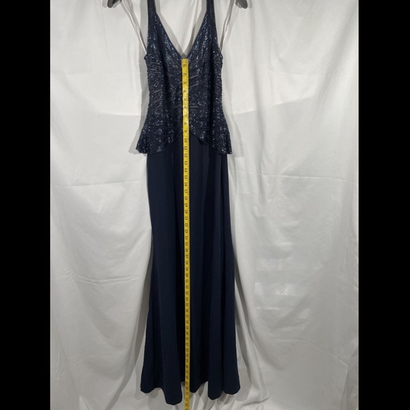 NWT‎ Adrianna Papell Beaded Halter Gown in Midnight Blue [SZ 2 ] - Picture 10 of 12